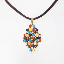 Pendant 45cm - Xochitl Rhombus S-Chocolate Suedine - Pendant 45cm - Laiton bronze